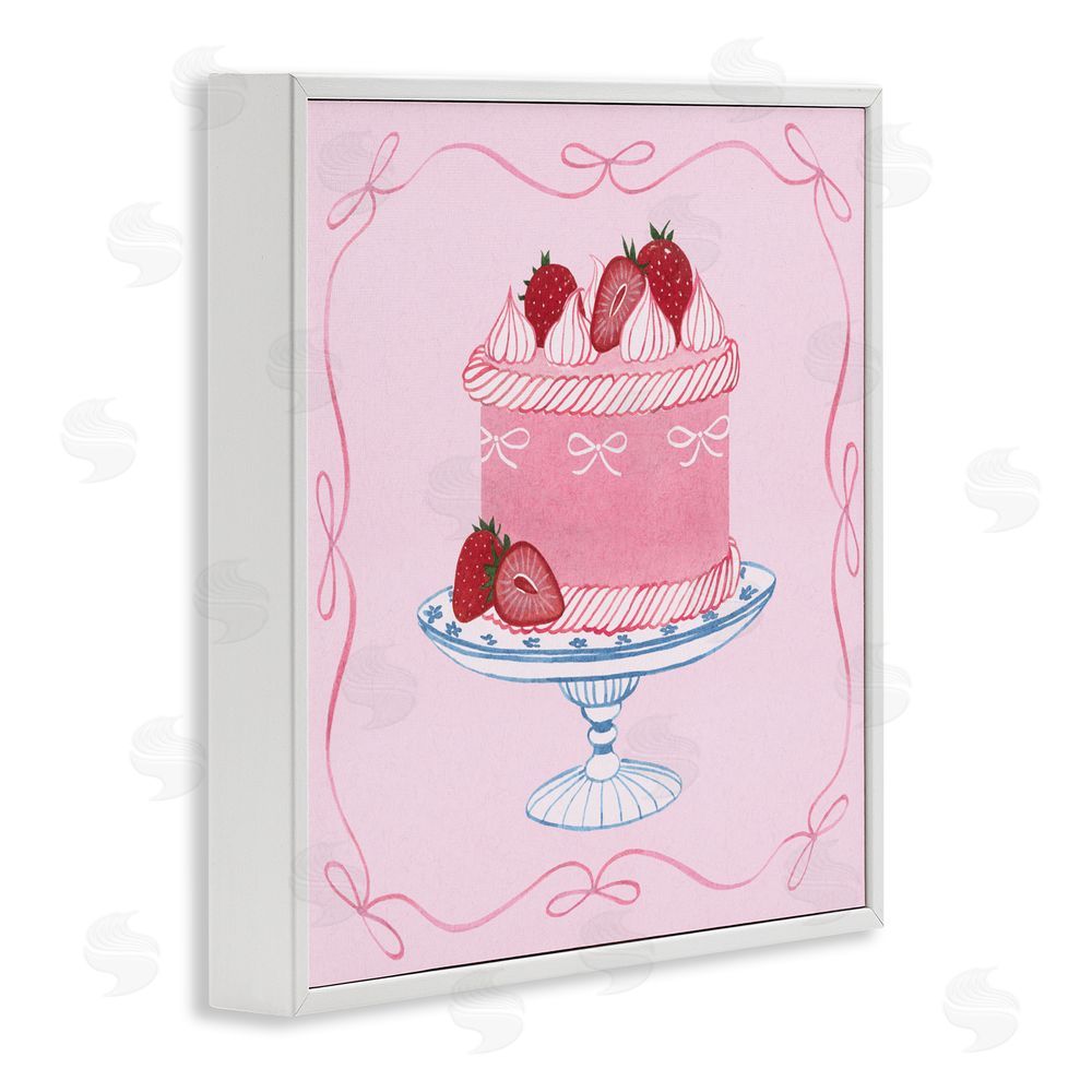 Grace Popp Pink Strawberry Cake White Framed Giclee Wall Art Print