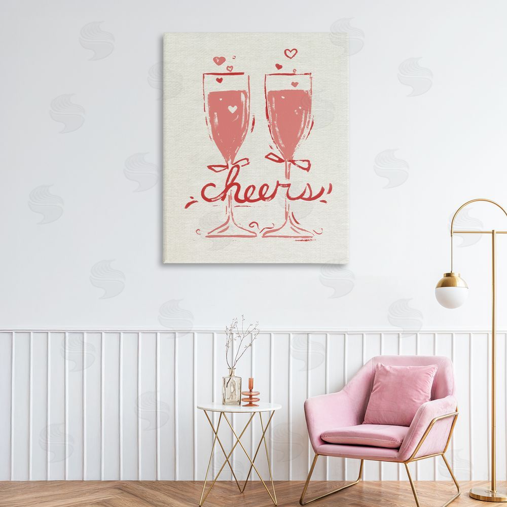 June Erica Vess Romantic Cheers To Love Stretched Canvas Wall Art in Room