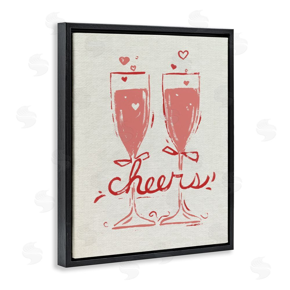 June Erica Vess Romantic Cheers To Love Black Floating Frame Canvas Wall Art Print