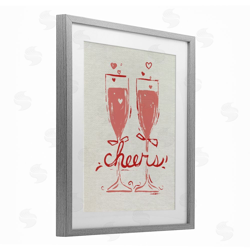 June Erica Vess Romantic Cheers To Love Gray Framed Print Under Glass Wall Art