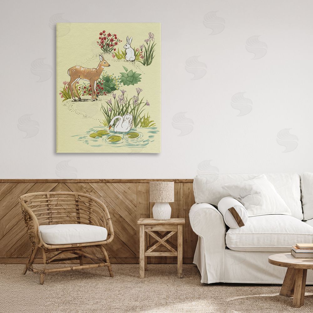 Grace Popp Peaceful Spring Animals Stretched Canvas Wall Art Print in Room