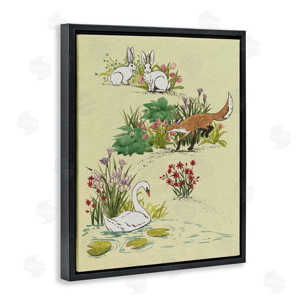 Grace Popp Animals In Nature Scenes Black Floating Frame Canvas Wall Art Print
