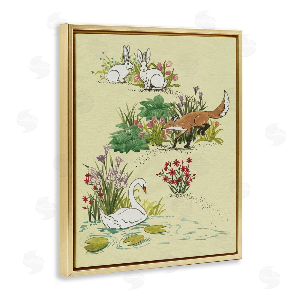 Grace Popp Animals In Nature Scenes Gold Floating Frame Canvas Wall Art Print