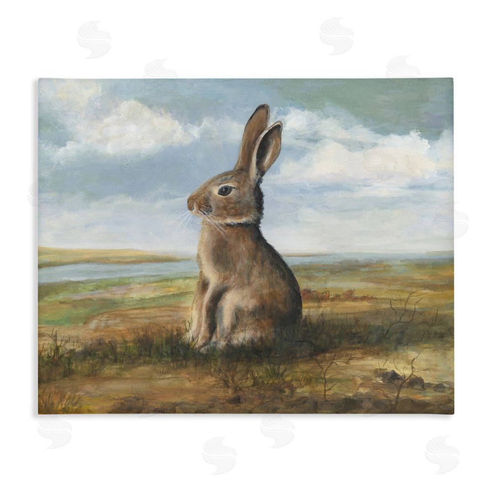 Michael Willett Classic Rabbit in Countryside Stretched Canvas Wall Art Print