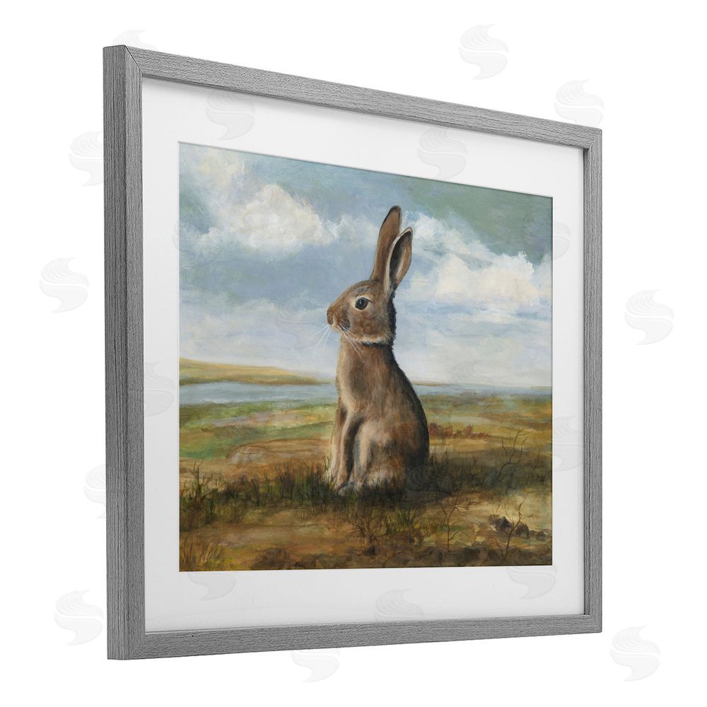Michael Willett Classic Rabbit in Countryside Gray Framed Print Under Glass Wall Art