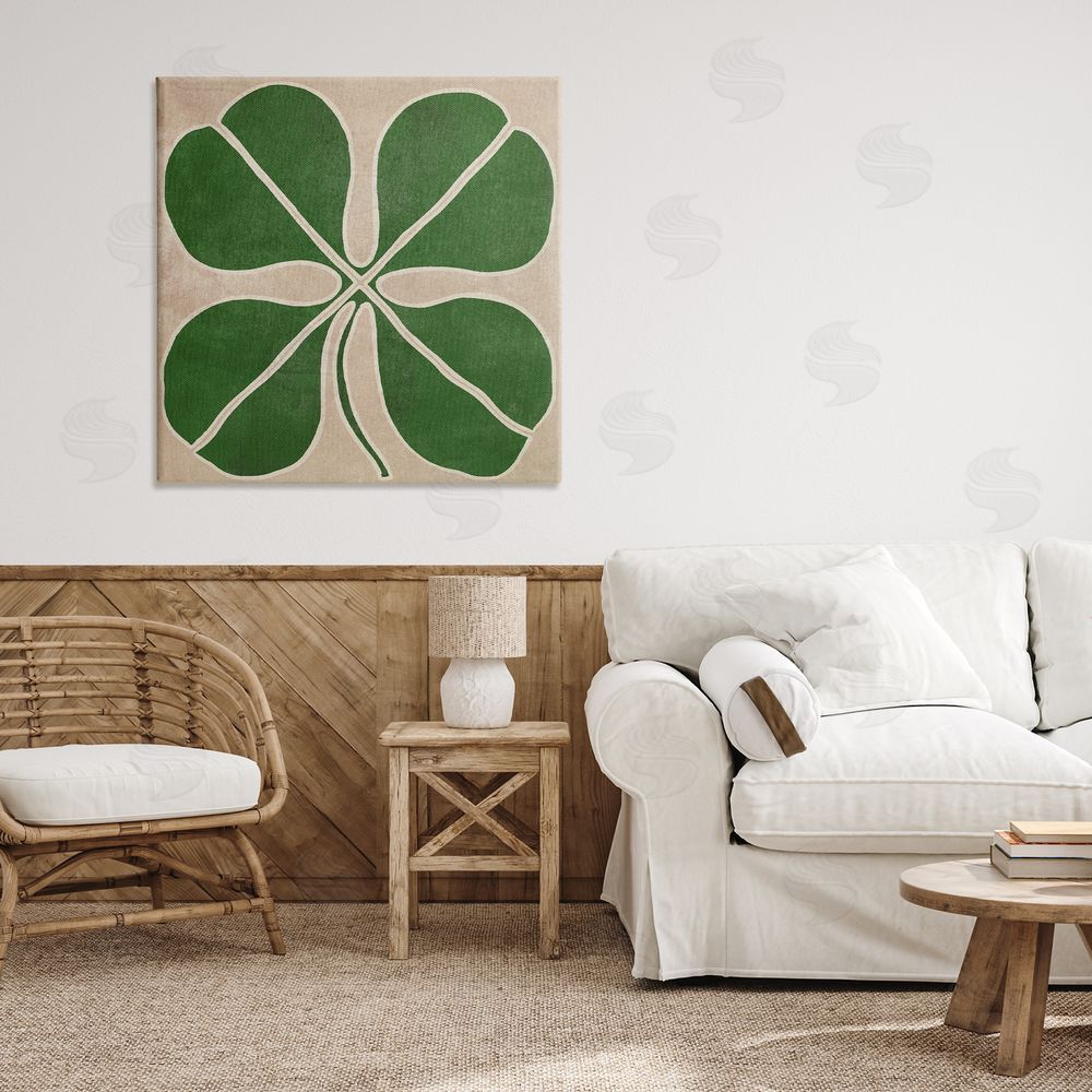 June Erica Vess Four Leaf Symmetry Stretched Canvas Wall Art Print in Room