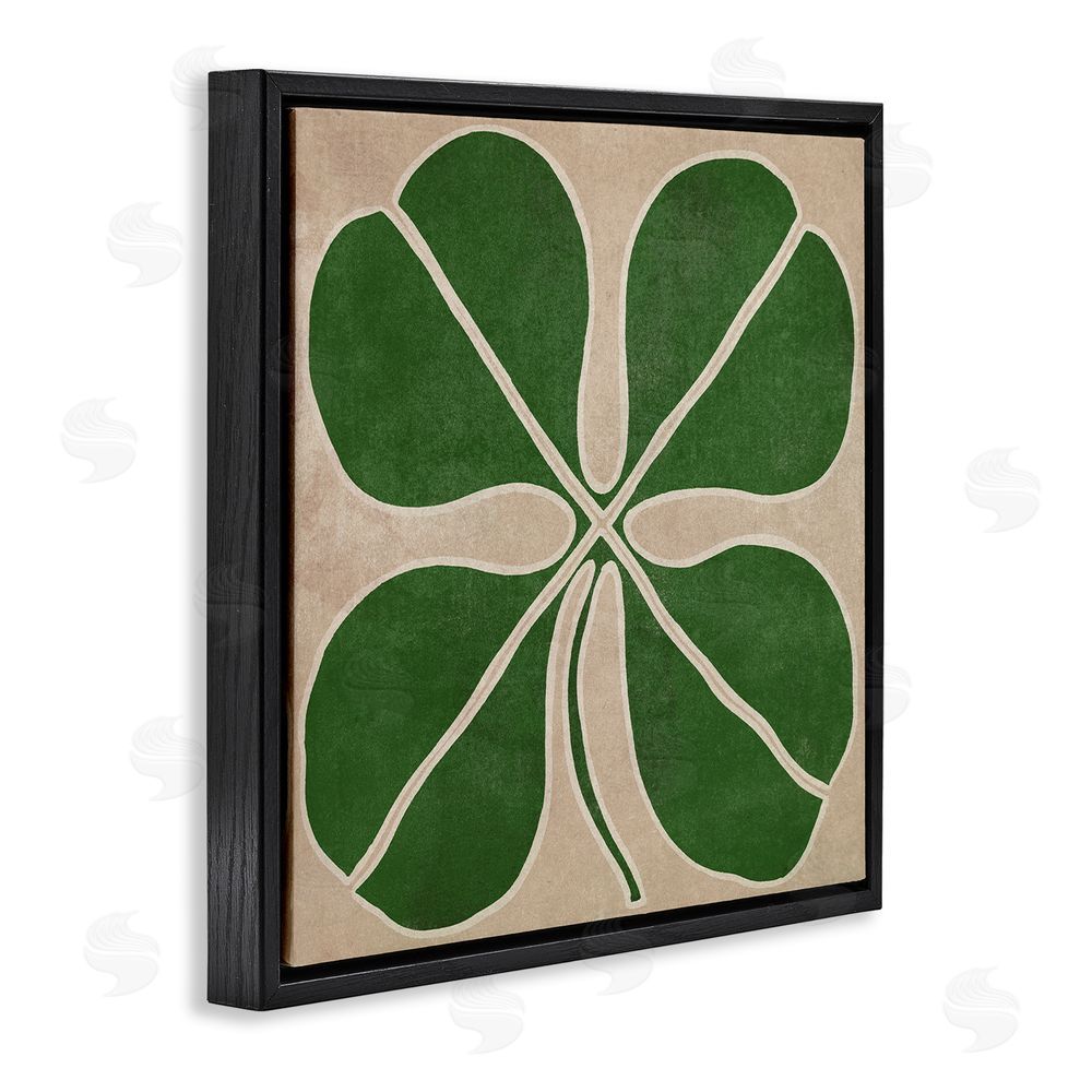 June Erica Vess Four Leaf Symmetry Black Floating Frame Canvas Wall Art Print