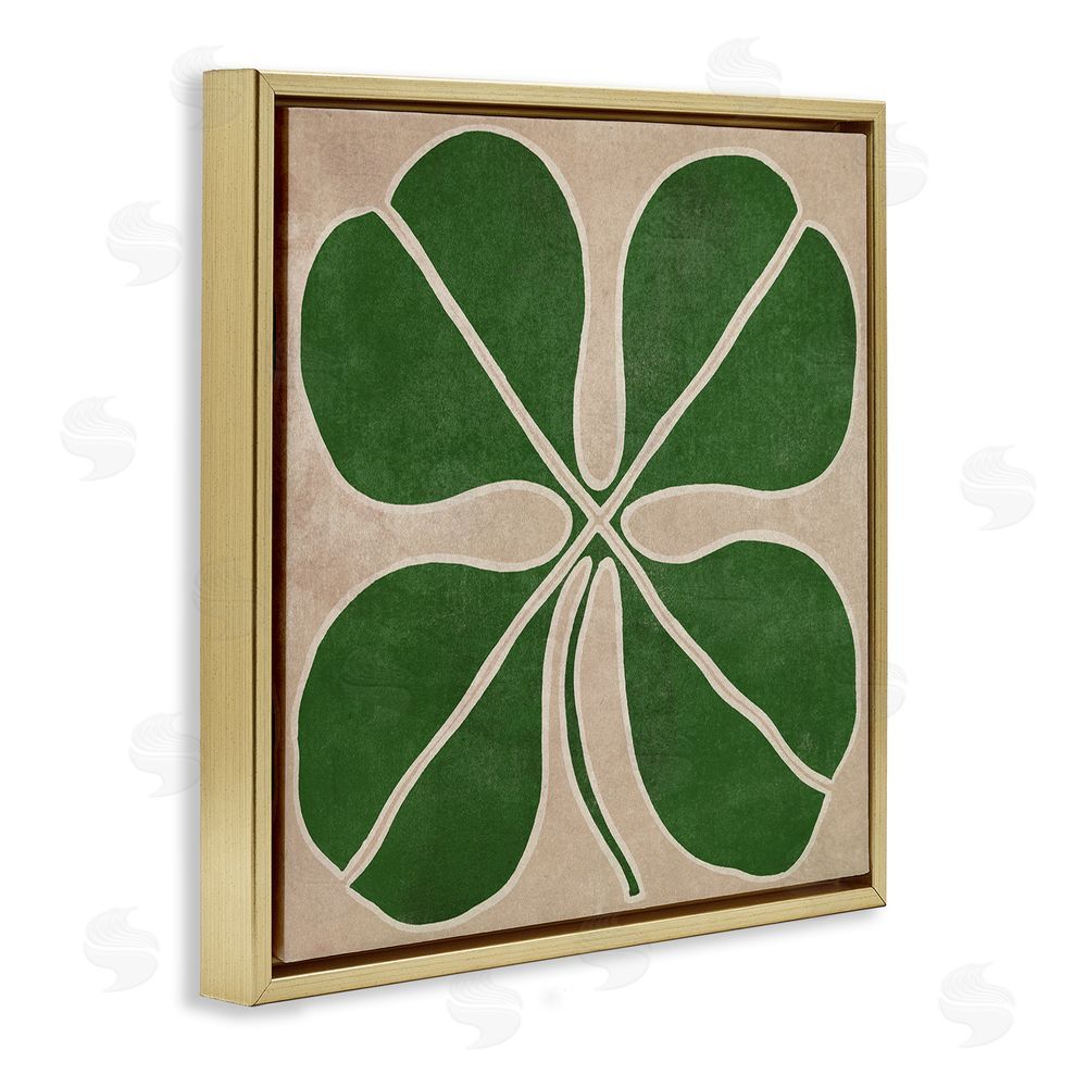 June Erica Vess Four Leaf Symmetry Gold Floating Frame Canvas Wall Art Print