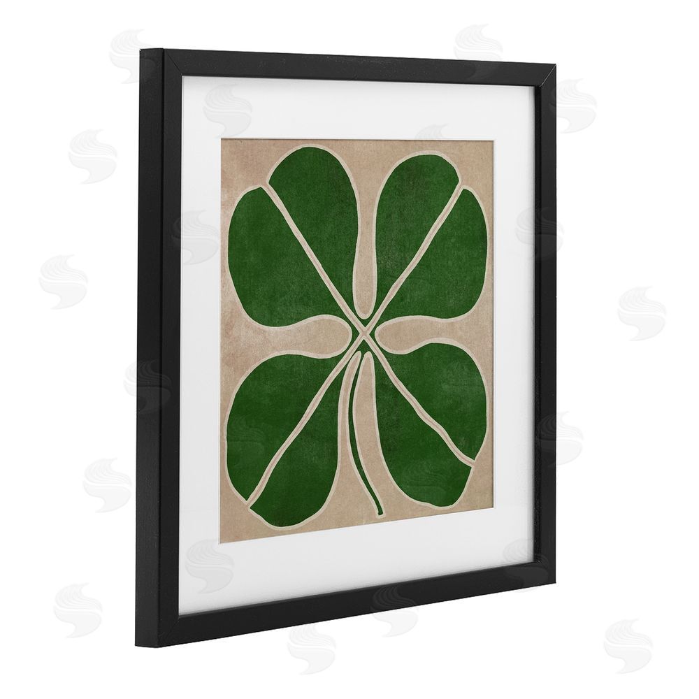 June Erica Vess Four Leaf Symmetry Black Framed Print Under Glass Wall Art