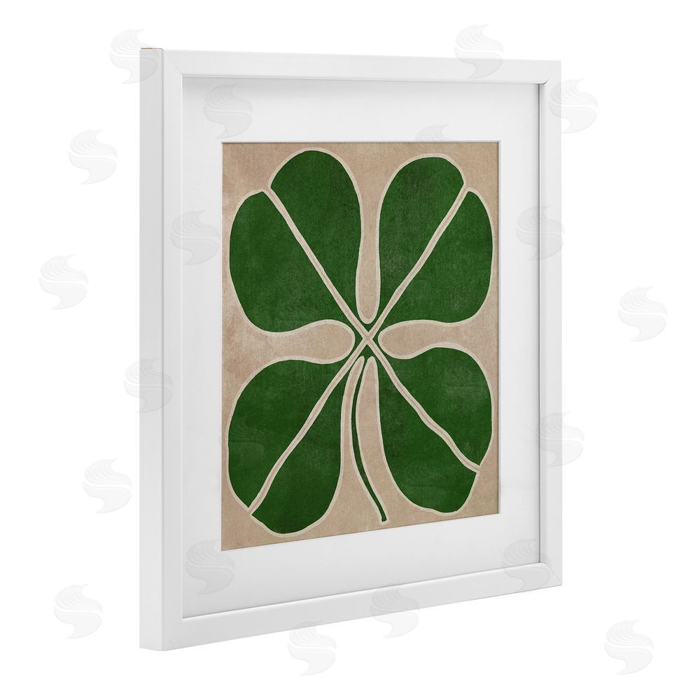 June Erica Vess Four Leaf Symmetry White Framed Print Under Glass Wall Art