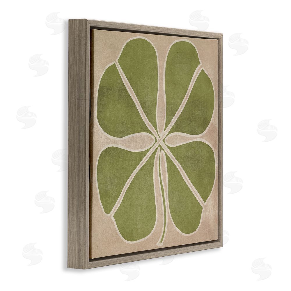June Erica Vess Neutral Symmetrical Clover Brown Floating Frame Canvas Wall Art Print