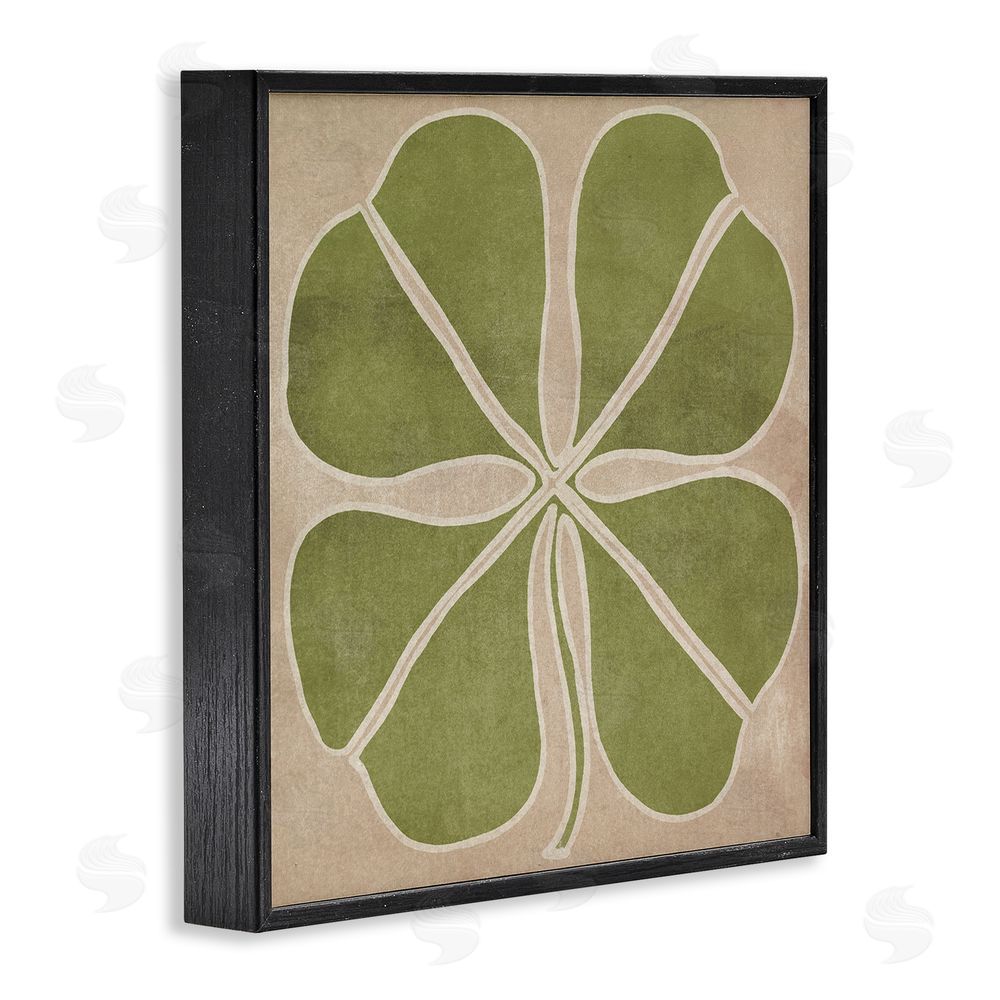 June Erica Vess Neutral Symmetrical Clover Black Framed Giclee Print Wall Art