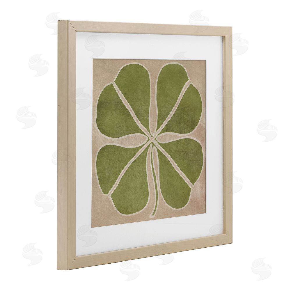 June Erica Vess Neutral Symmetrical Clover Brown Framed Print Under Glass Wall Art