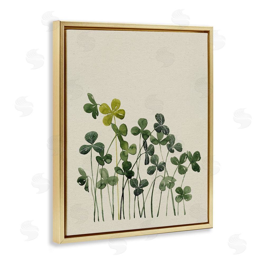 Grace Popp Hidden Gems Clovers Gold Floating Frame Canvas Wall Art Print