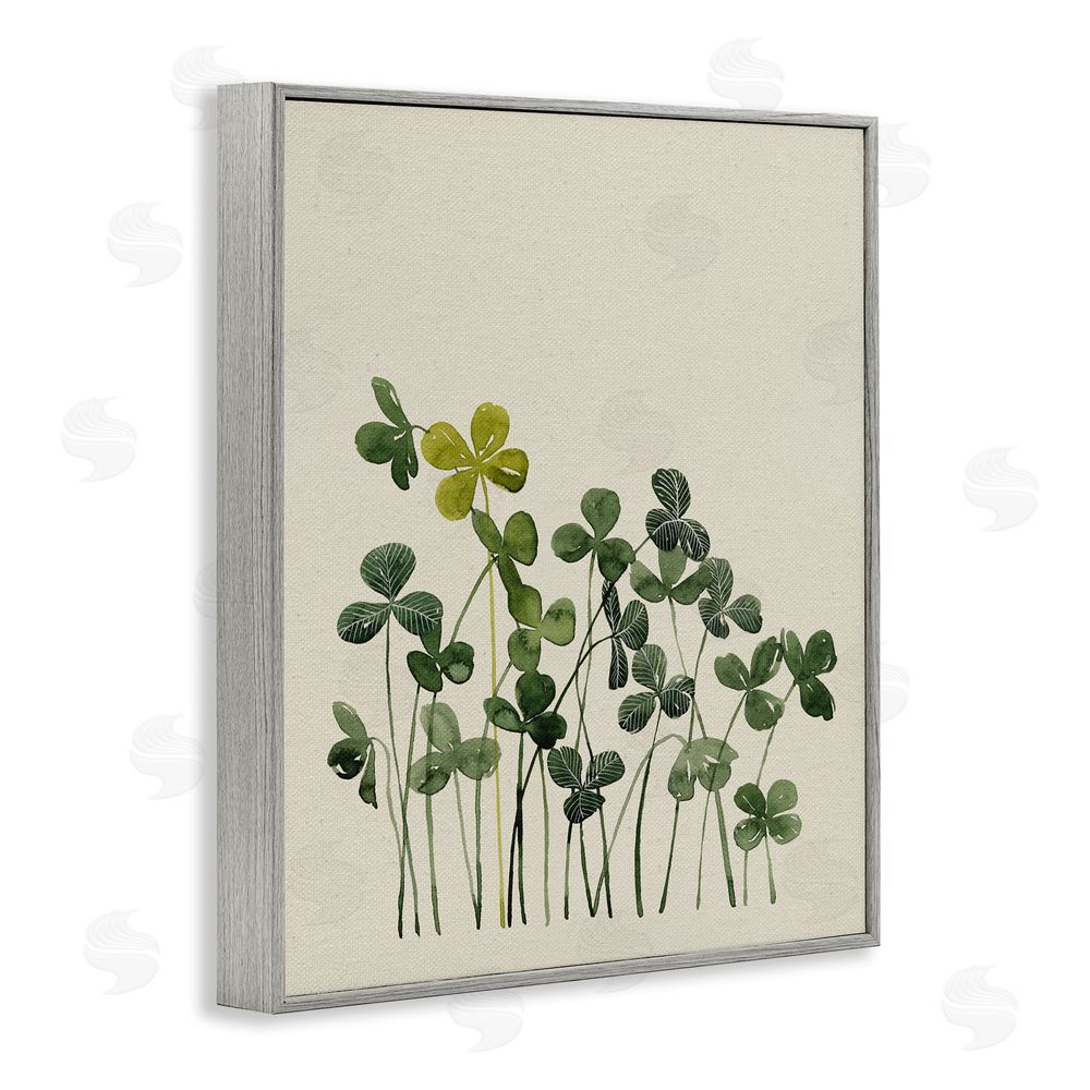 Grace Popp Hidden Gems Clovers Gray Framed Giclee Print Wall Art