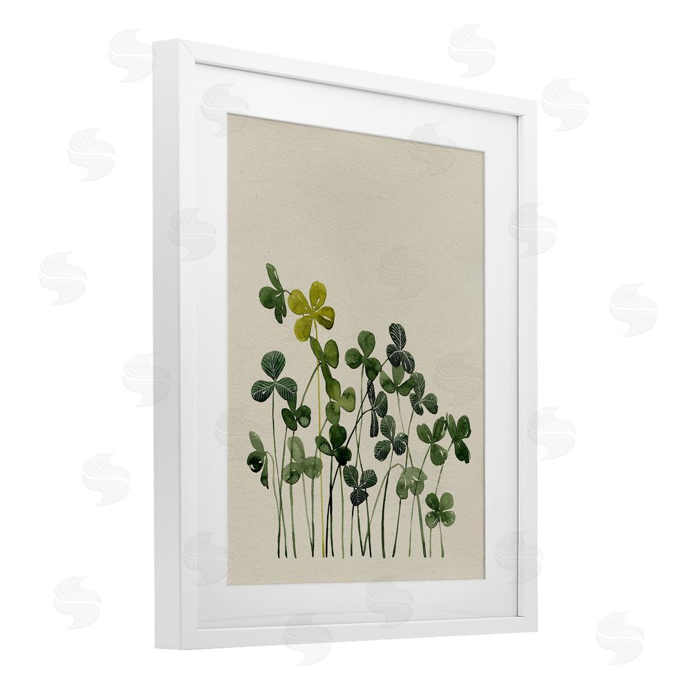 Grace Popp Hidden Gems Clovers White Framed Print Under Glass Wall Art