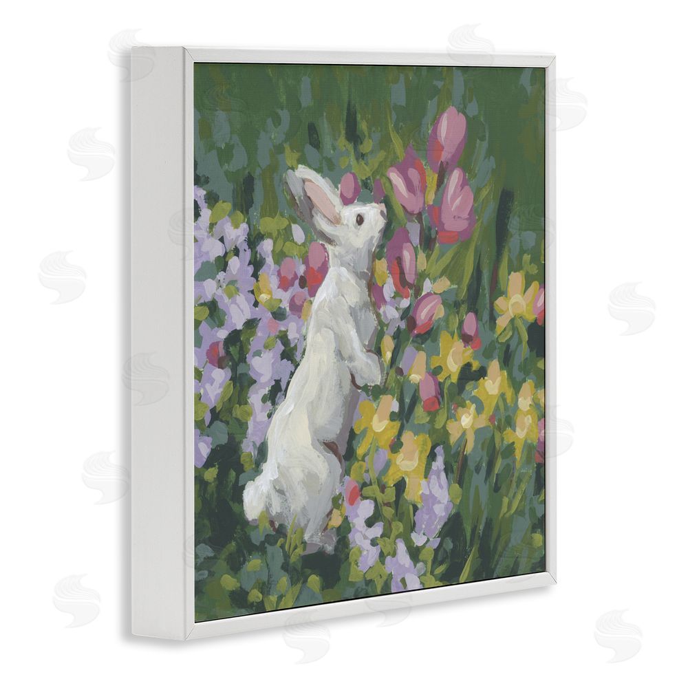June Erica Vess Bunny in Garden Impression White Framed Giclee Wall Art Print