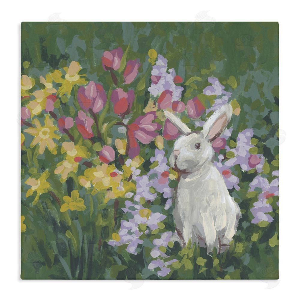 June Erica Vess Botanical Bliss Bunny Stretched Canvas Wall Art Print