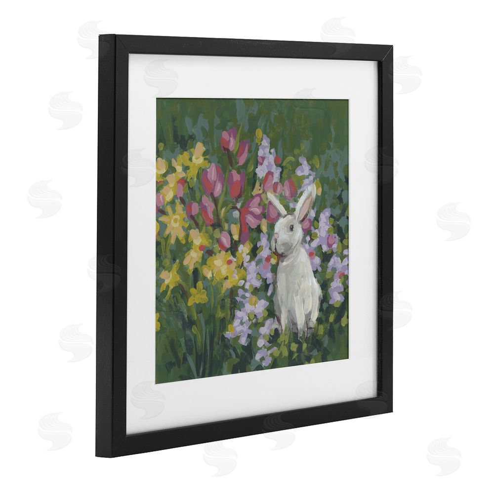 June Erica Vess Botanical Bliss Bunny Black Framed Print Under Glass Wall Art