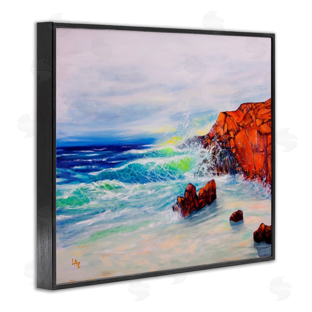 Lee Ann Zirbes Deep Blue Rocky Beach Black Framed Giclee Wall Art Print