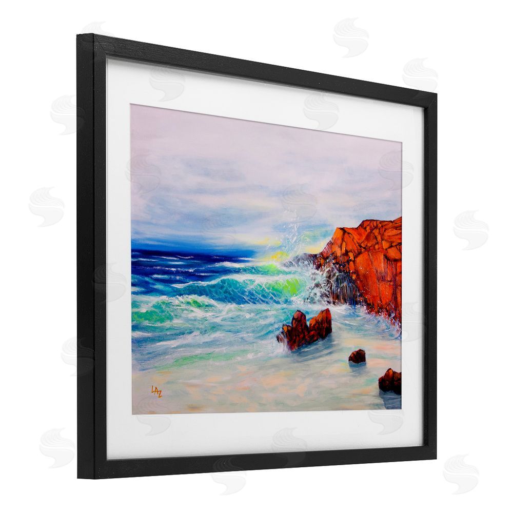 Lee Ann Zirbes Deep Blue Rocky Beach Black Framed Print Under Glass Wall Art