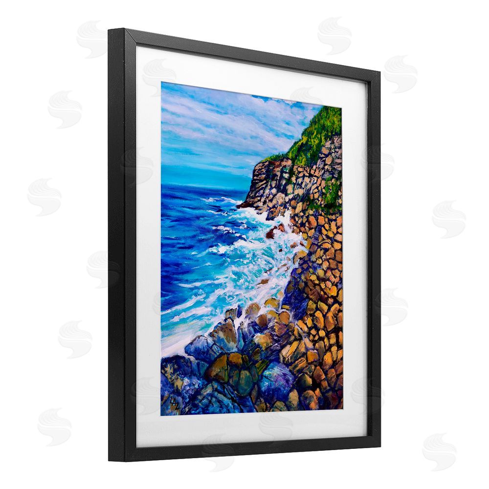 Lee Ann Zirbes Cliffside Ocean Spray Black Framed Print Under Glass Wall Art
