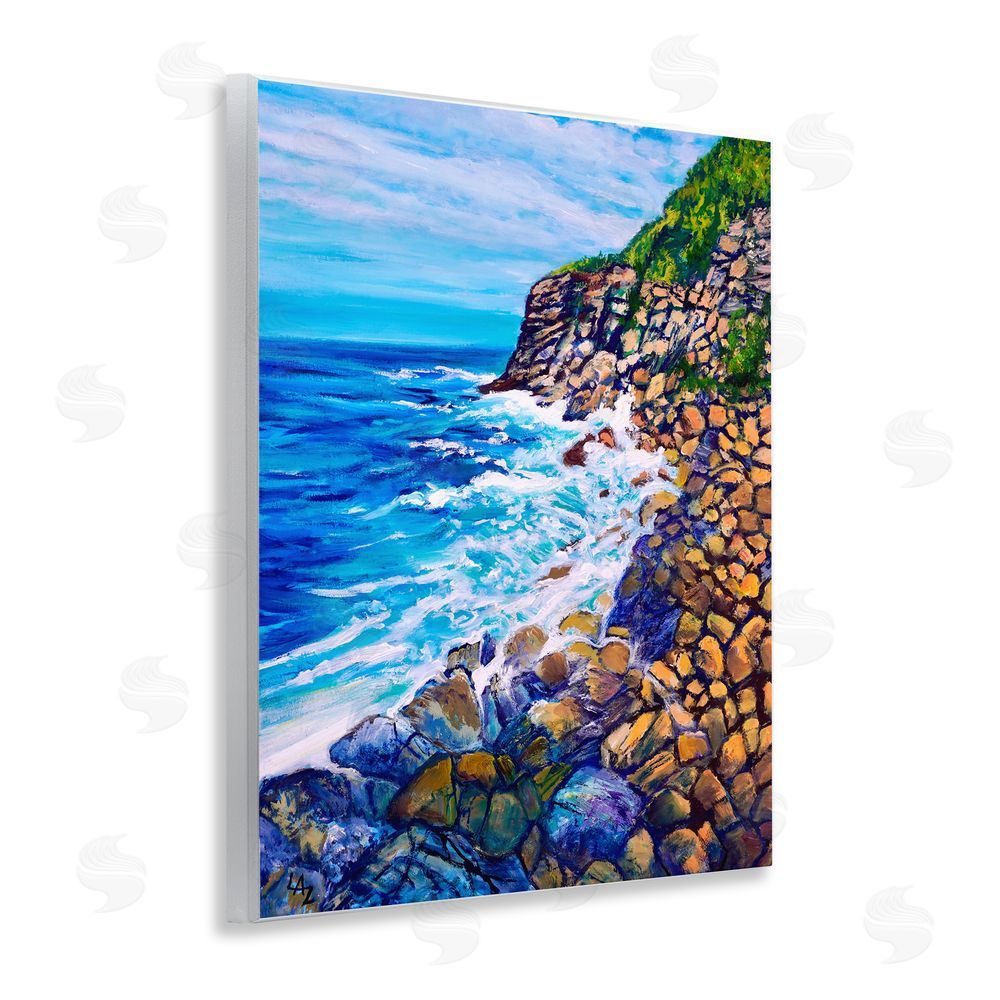 Lee Ann Zirbes Cliffside Ocean Spray Wooden Wall Plaque Art Print
