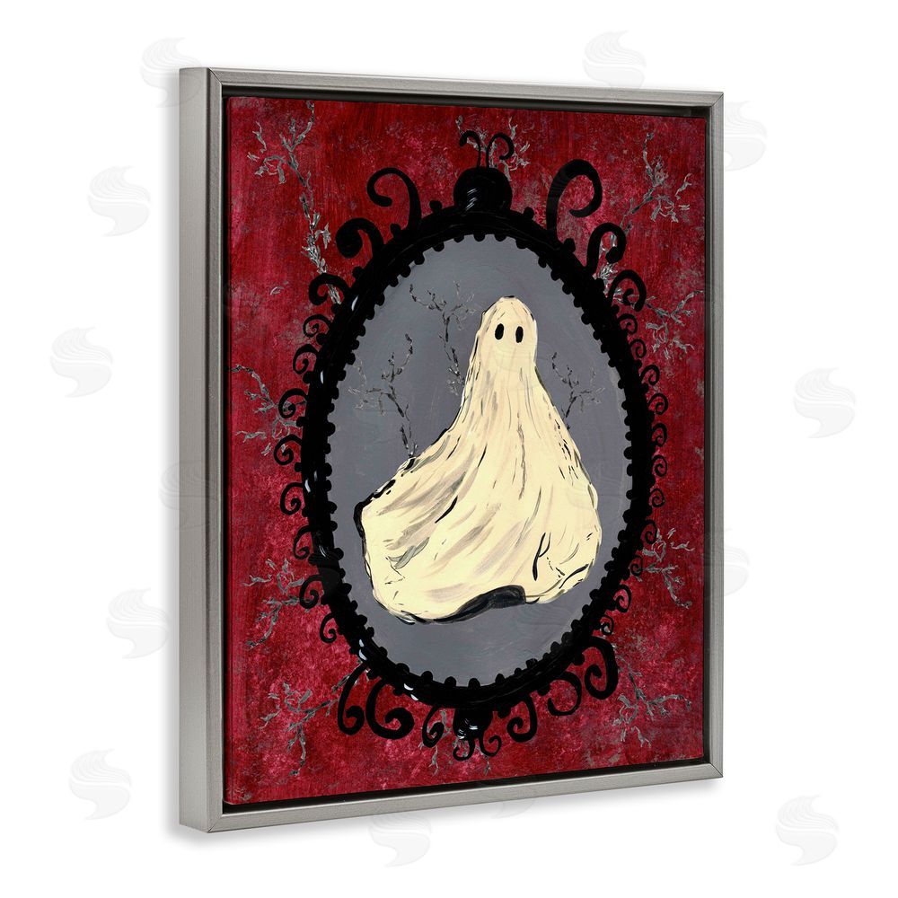 Kara Keller Designs Gothic Vintage Ghost Gray Floating Frame Canvas Wall Art Print