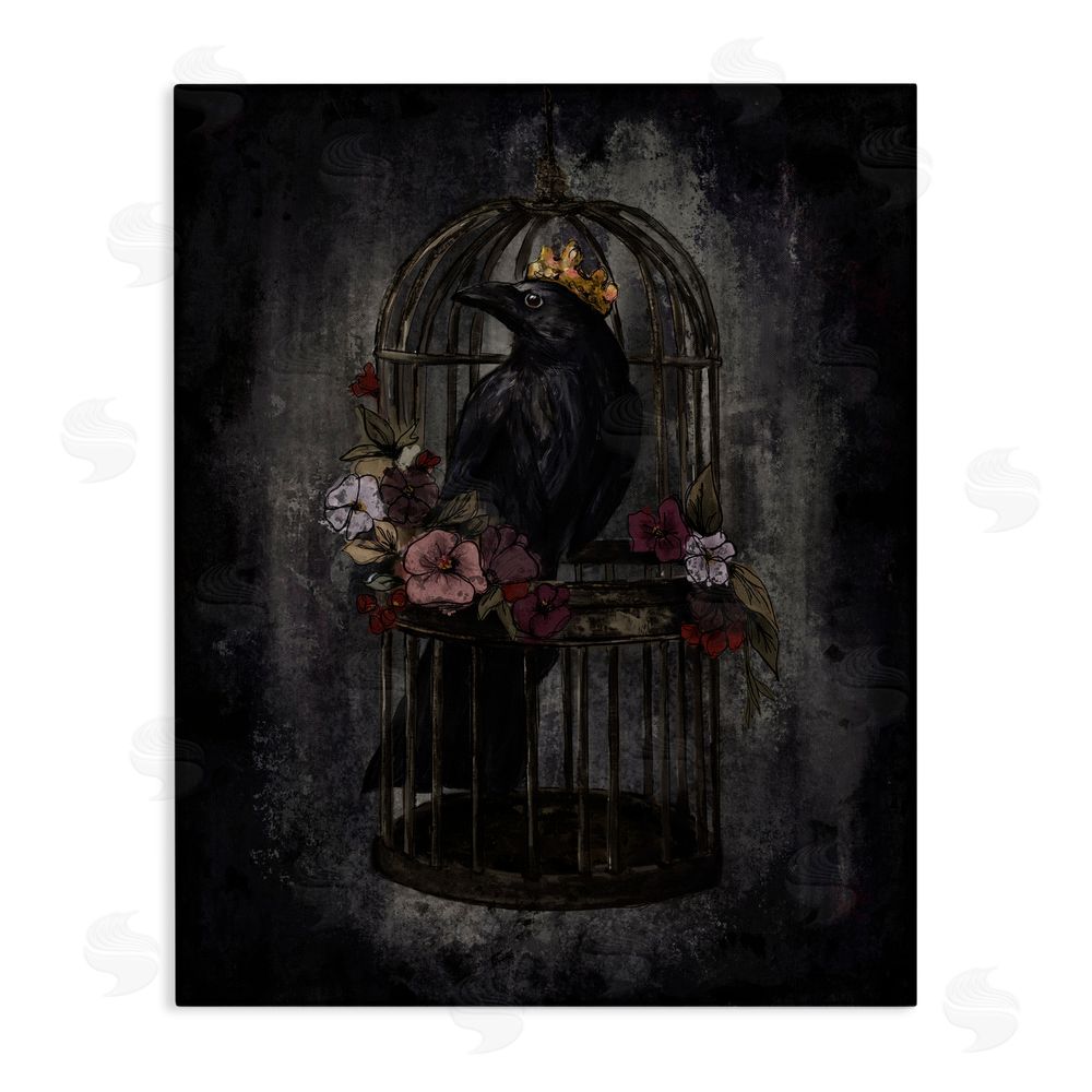 Denise Bartkus Raven King in Cage Canvas Wall Art Print