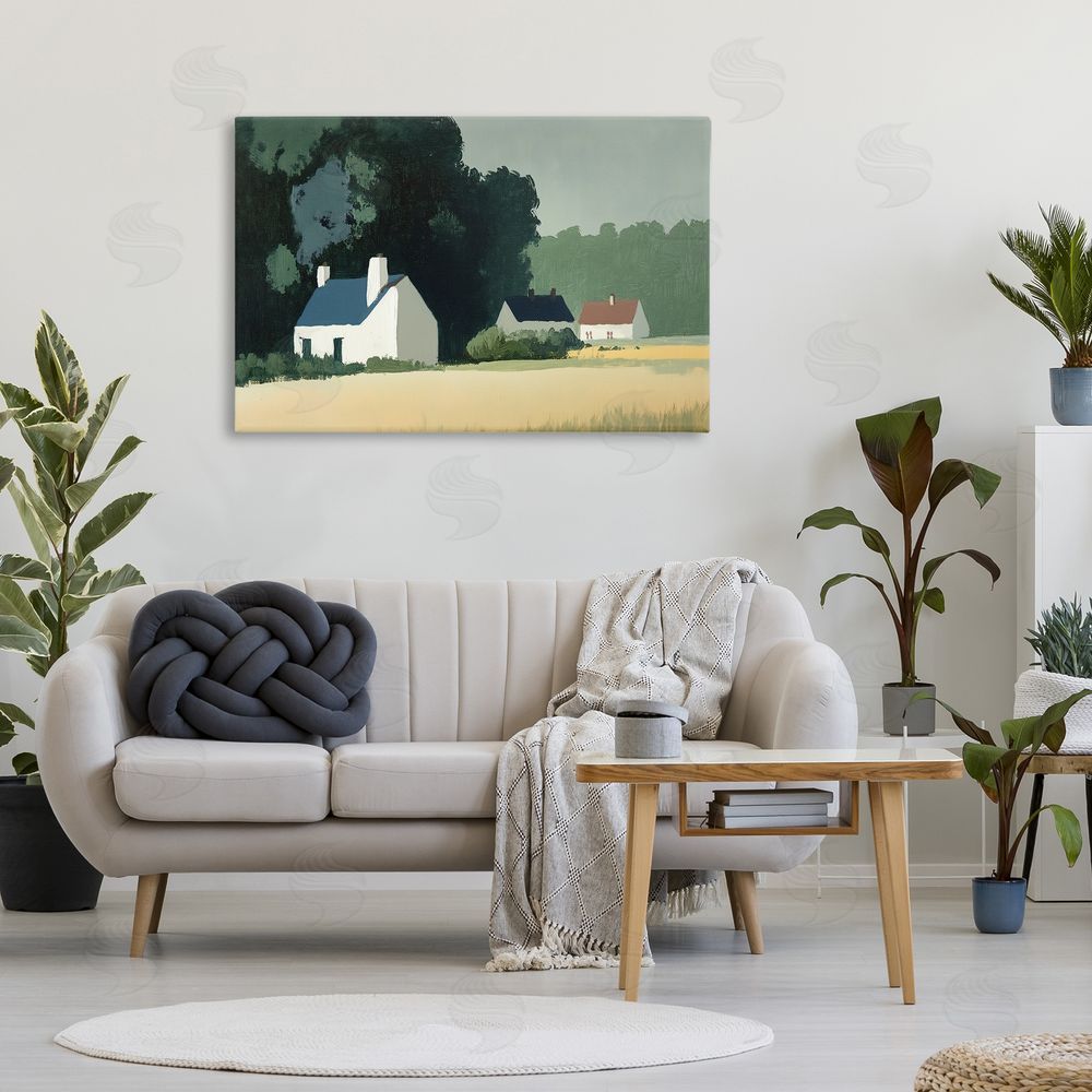 Annabelle Hall American Life in Serene Cottages Stretched Canvas Wall Art in Room