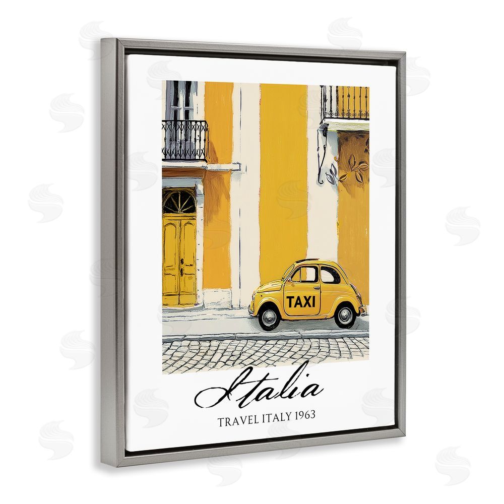 Annabelle Hall Travel Italia Taxi Gray Floating Frame Canvas Wall Art Print