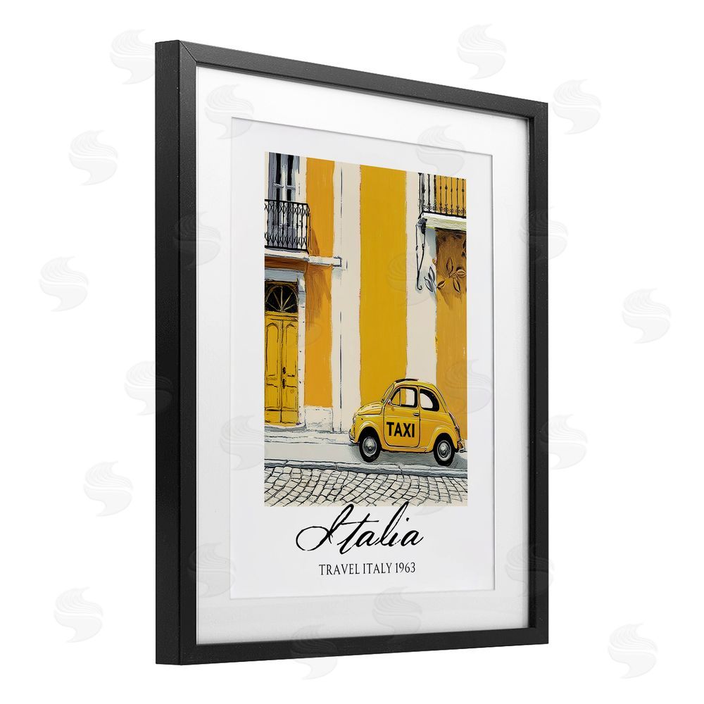 Annabelle Hall Travel Italia Taxi Black Framed Print Under Glass Wall Art