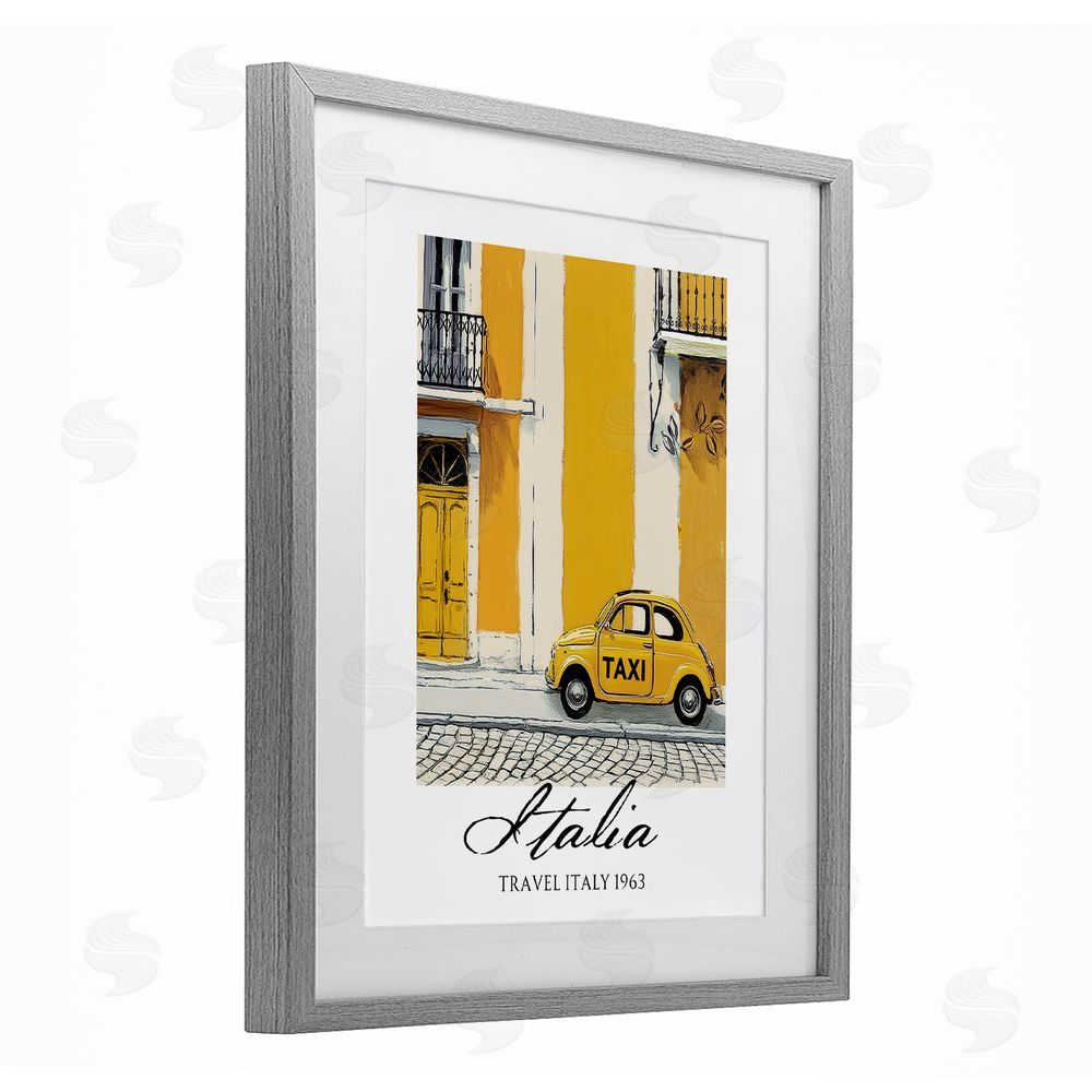 Annabelle Hall Travel Italia Taxi Gray Framed Print Under Glass Wall Art