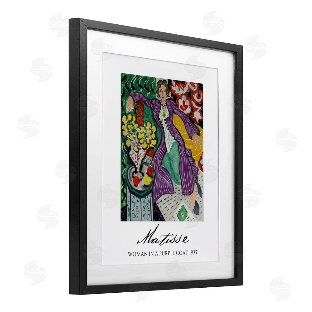 Vintage Hustle Matisse Woman In Purple Coat Black Framed Print Under Glass Wall Art