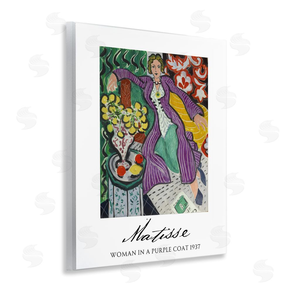 Vintage Hustle Matisse Woman In Purple Coat Wooden Wall Plaque Art Print
