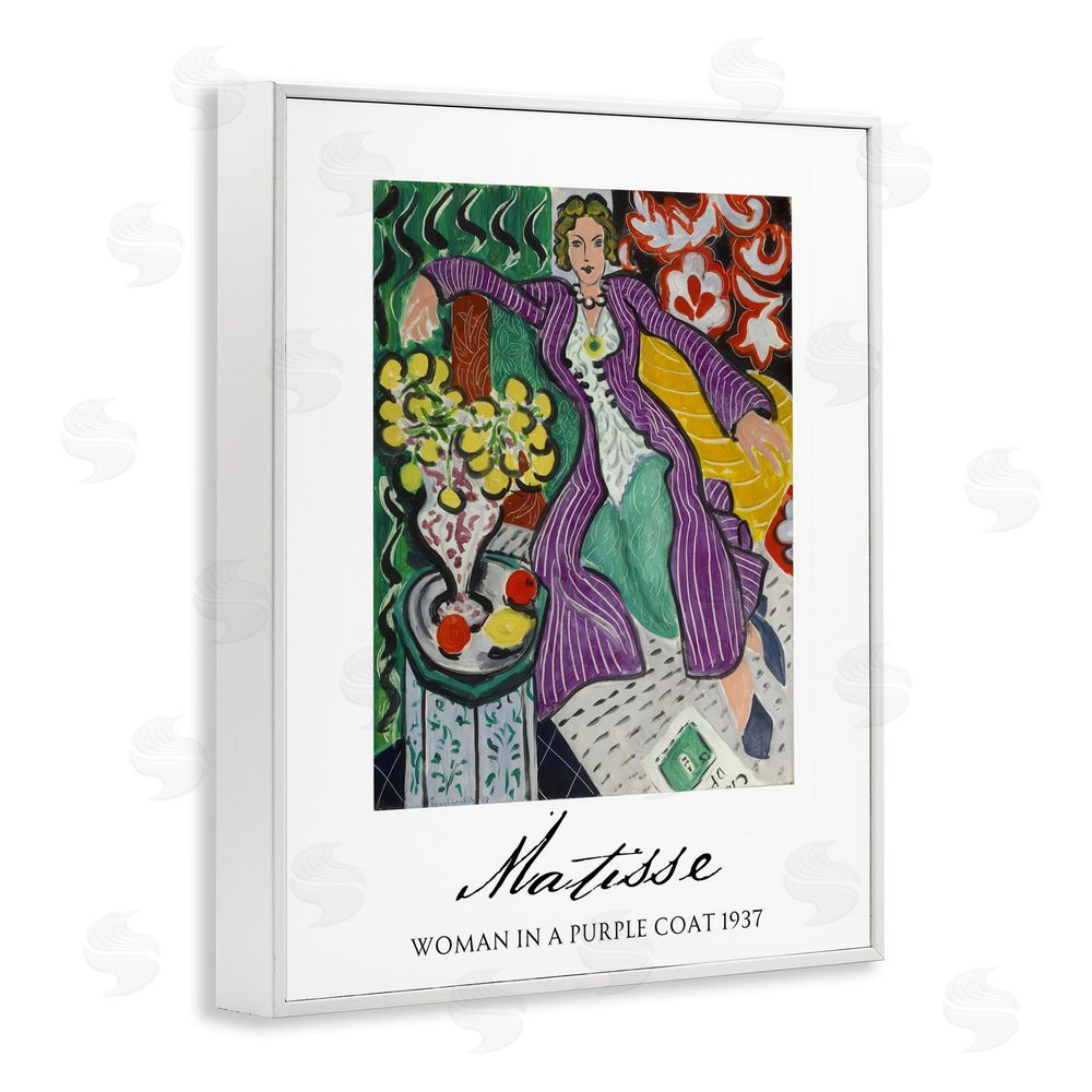 Vintage Hustle Matisse Woman In Purple Coat White Framed Giclee Wall Art Print