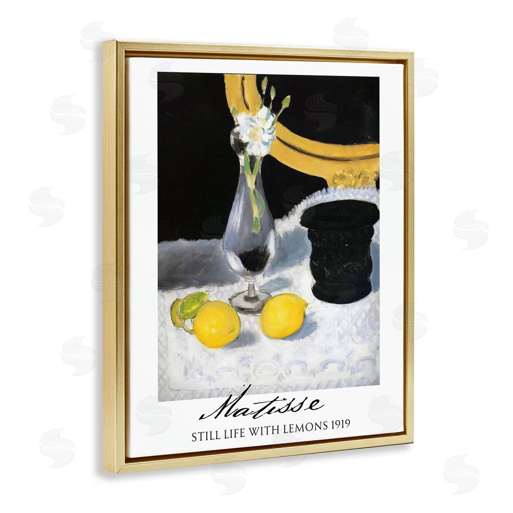 Vintage Hustle Matisse Still Life Lemons Gold Floating Frame Canvas Wall Art Print