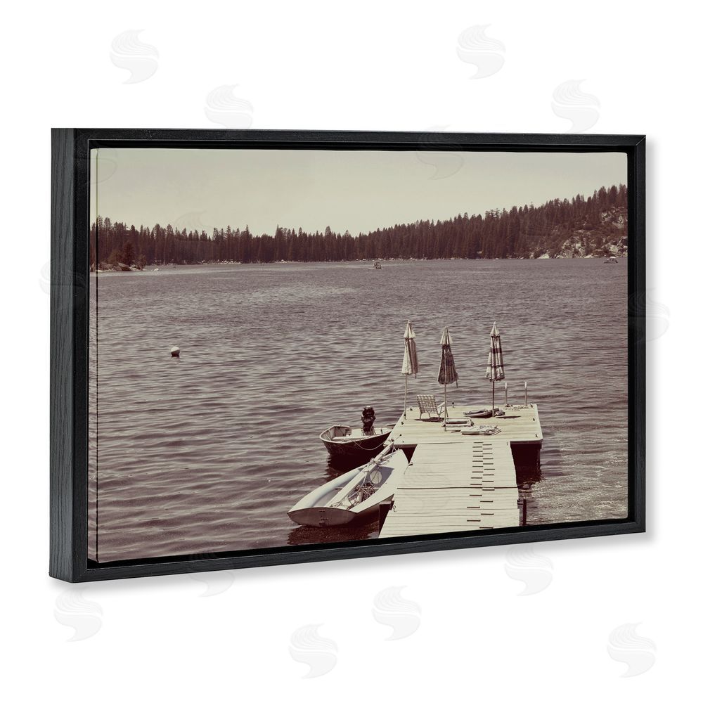 Gemma Bardot Vintage Lake Life Dock Black Floating Frame Canvas Wall Art Print