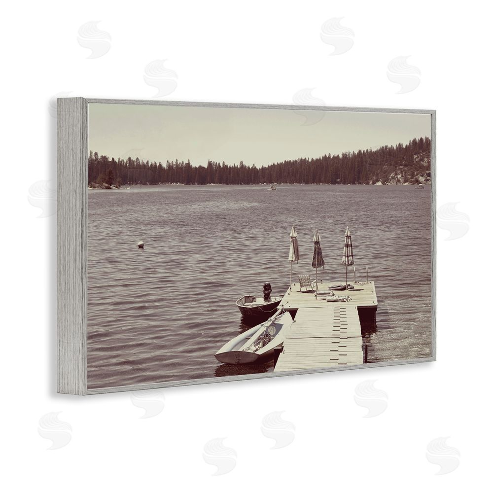 Gemma Bardot Vintage Lake Life Dock Gray Framed Giclee Wall Art Print