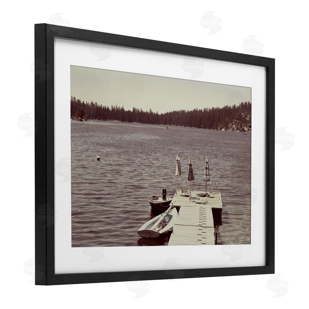 Gemma Bardot Vintage Lake Life Dock Black Framed Print Under Glass Wall Art