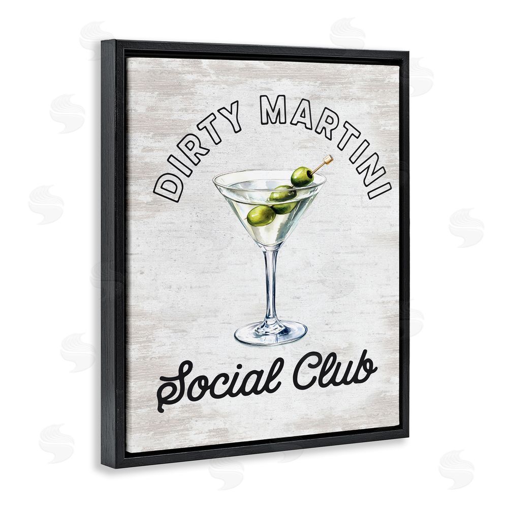 Lettered and Lined Dirty Martini Social Club Black Floating Frame Canvas Wall Art Print