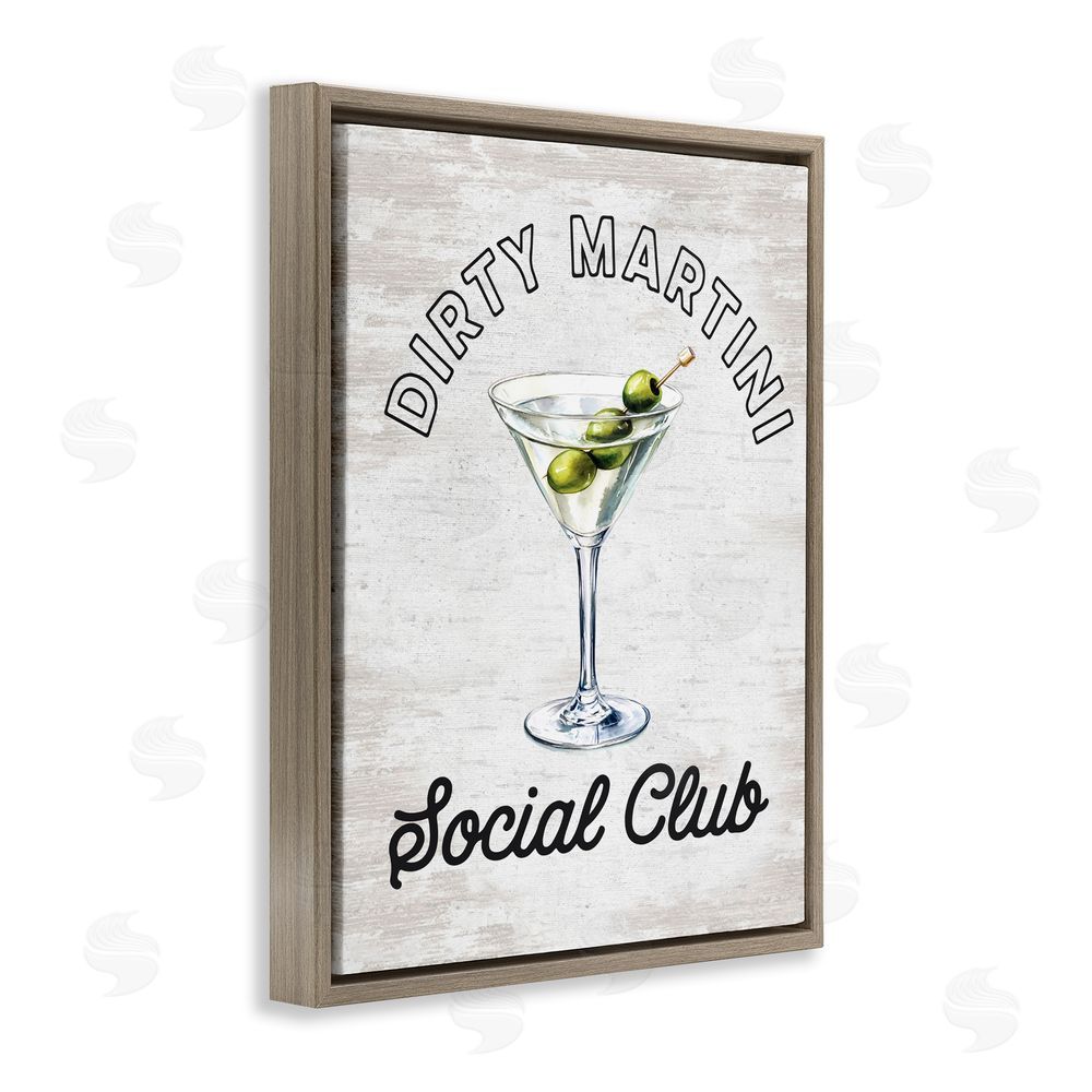 Lettered and Lined Dirty Martini Social Club Brown Floating Frame Canvas Wall Art Print