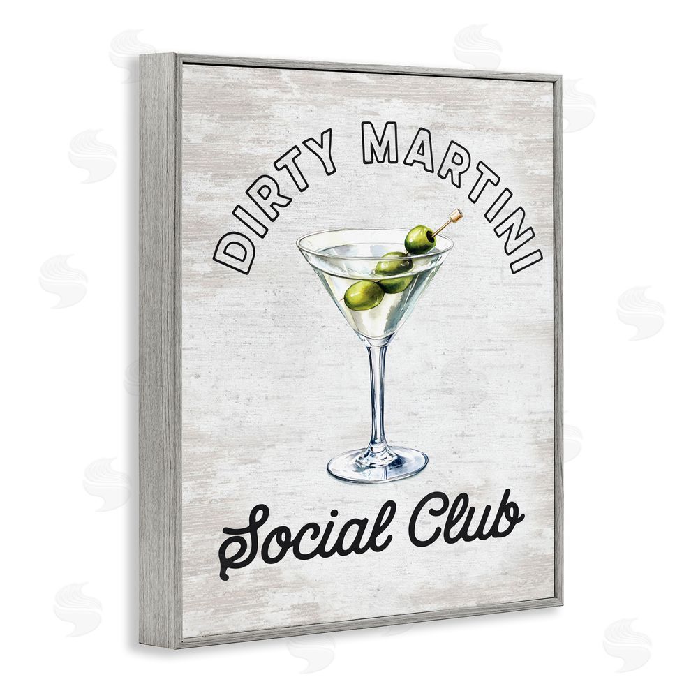 Lettered and Lined Dirty Martini Social Club Gray Framed Giclee Wall Art Print