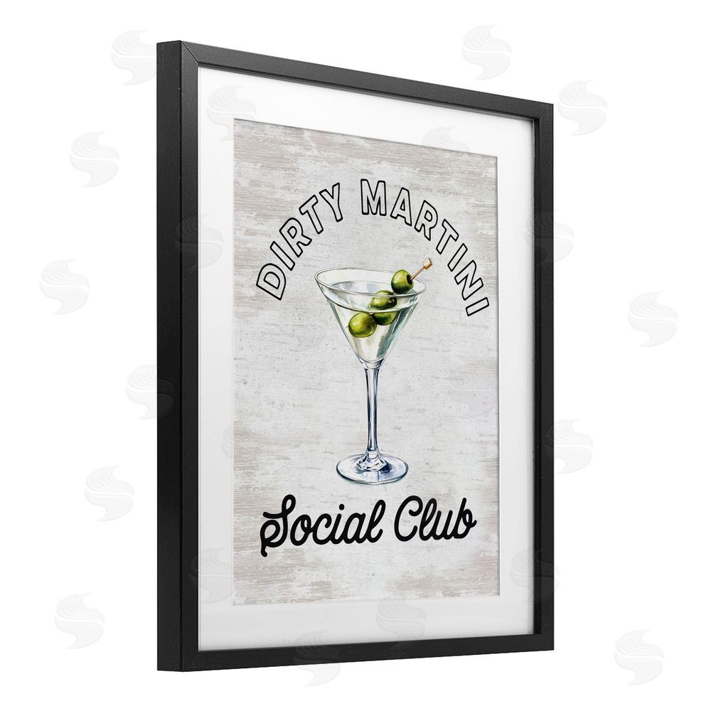Lettered and Lined Dirty Martini Social Club Black Framed Print Under Glass Wall Art