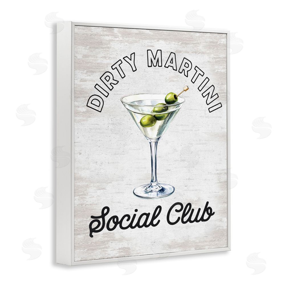 Lettered and Lined Dirty Martini Social Club White Framed Giclee Wall Art Print