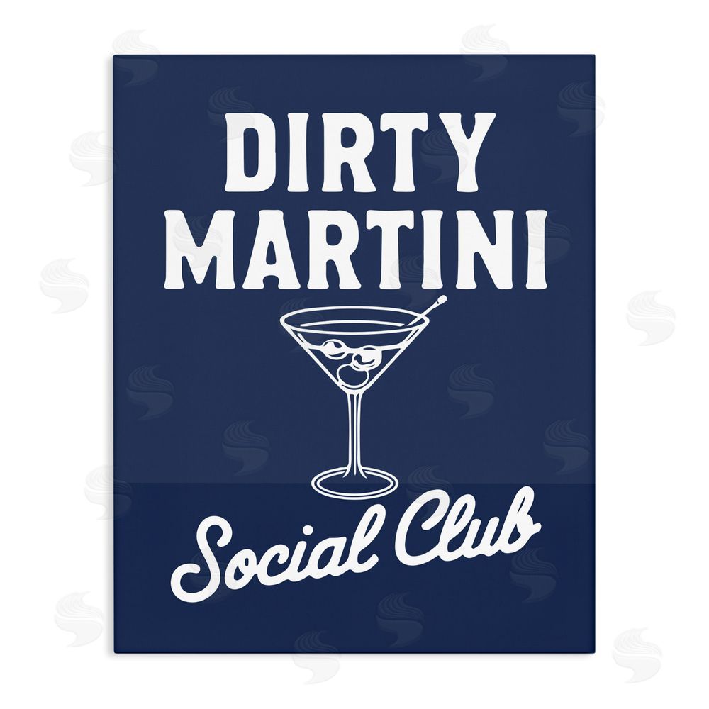 Lettered and Lined Retro Dirty Martini Club Stretched Canvas Wall Art