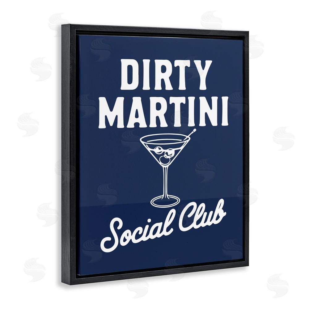 Lettered and Lined Retro Dirty Martini Club Black Floating Framed Canvas Wall Art