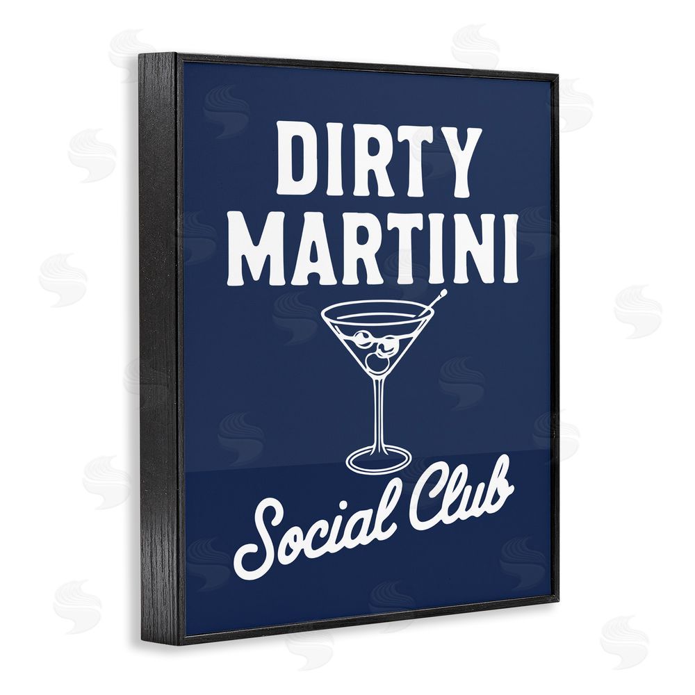 Lettered and Lined Retro Dirty Martini Club Black Framed Giclee Wall Art