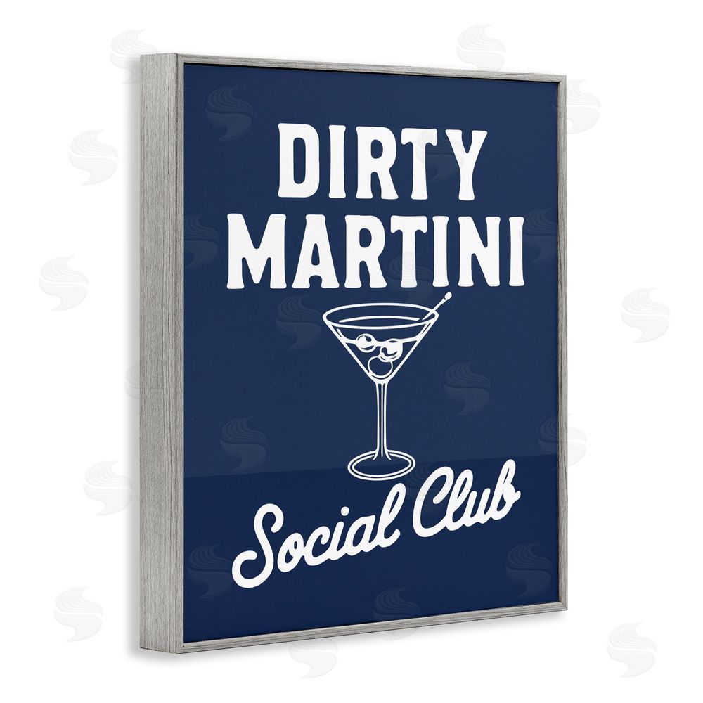 Lettered and Lined Retro Dirty Martini Club Gray Framed Giclee Wall Art