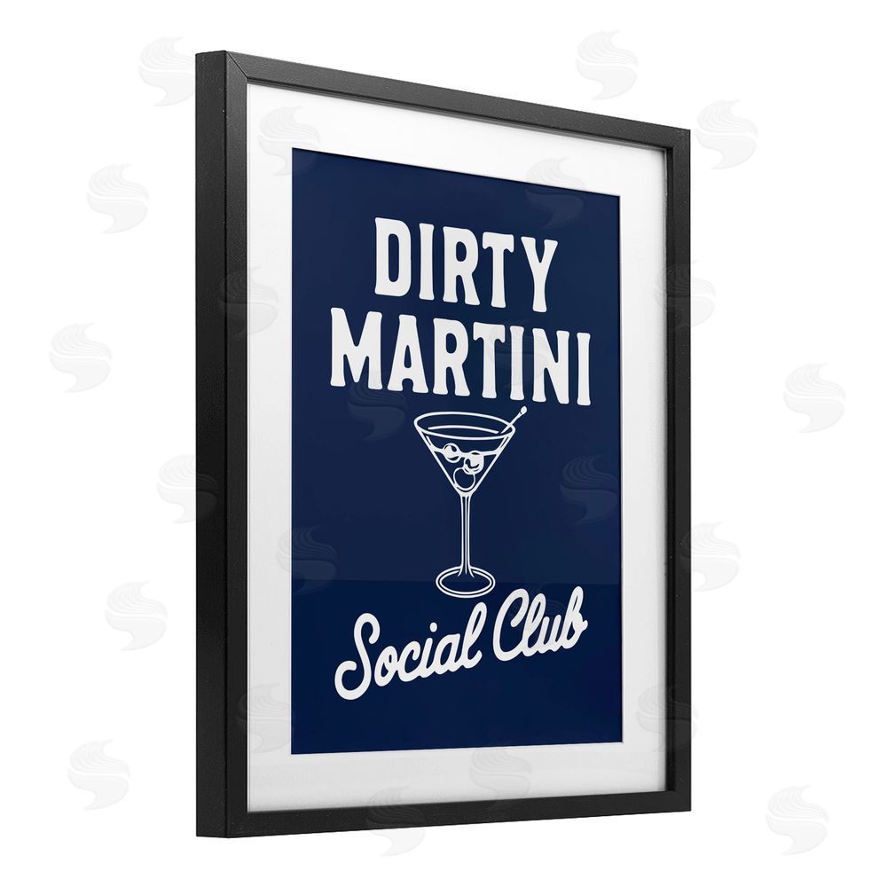 Lettered and Lined Retro Dirty Martini Club Black Framed Print Under Glass Wall Art